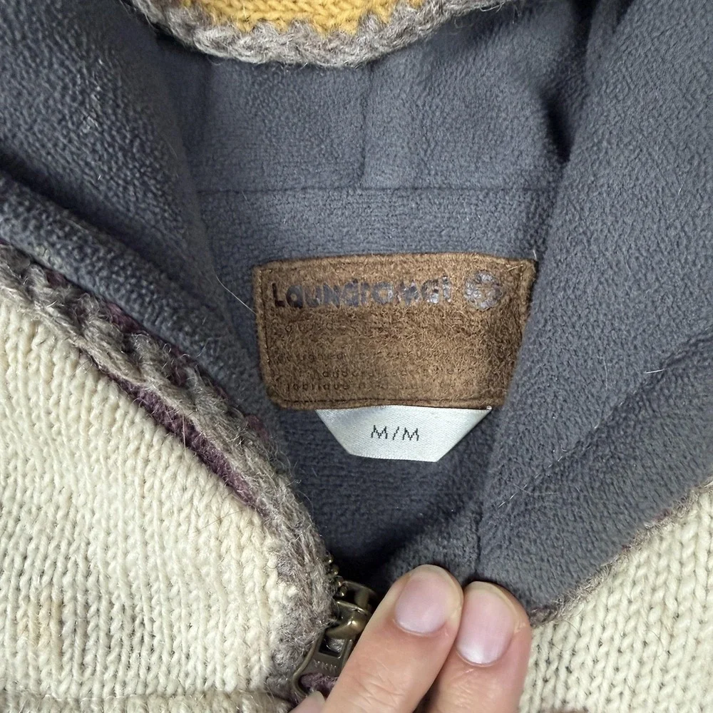 Laundromat Jacket Womens Medium Multicolor Wool Hooded Zip Lined Long Striped